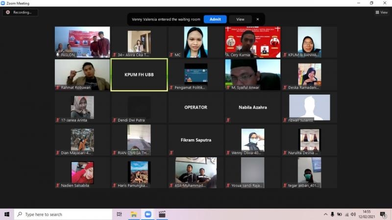 KM FH UBB Selenggarakan Debat Ketua BEM FH UBB Dengan Tajuk “Sinergitas KM FH UBB Dalam Membangun Civitas Akademika Yang Unggul Dan Beradab”